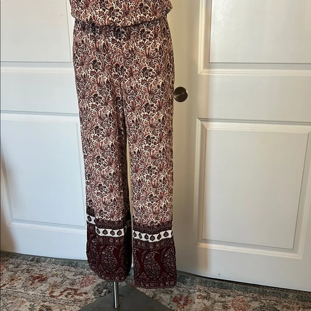 American Eagle Outfitters Brown and White Boho Jumpsuit